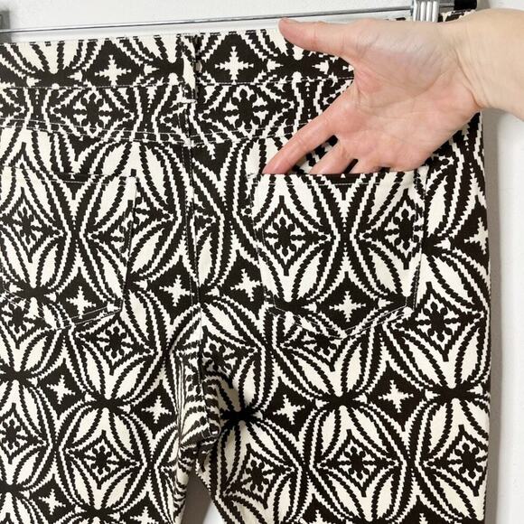 eci Women's Ankle Zip Pants 10 Brown & White Geometric Pattern Skinny Mid Rise - Picture 5 of 8